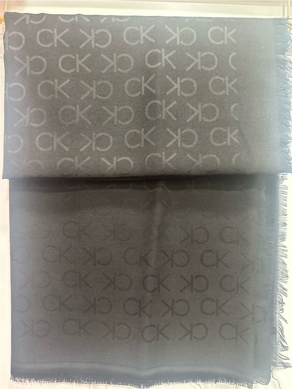 CK monogram black scarf shawl wrap 55” x 55”